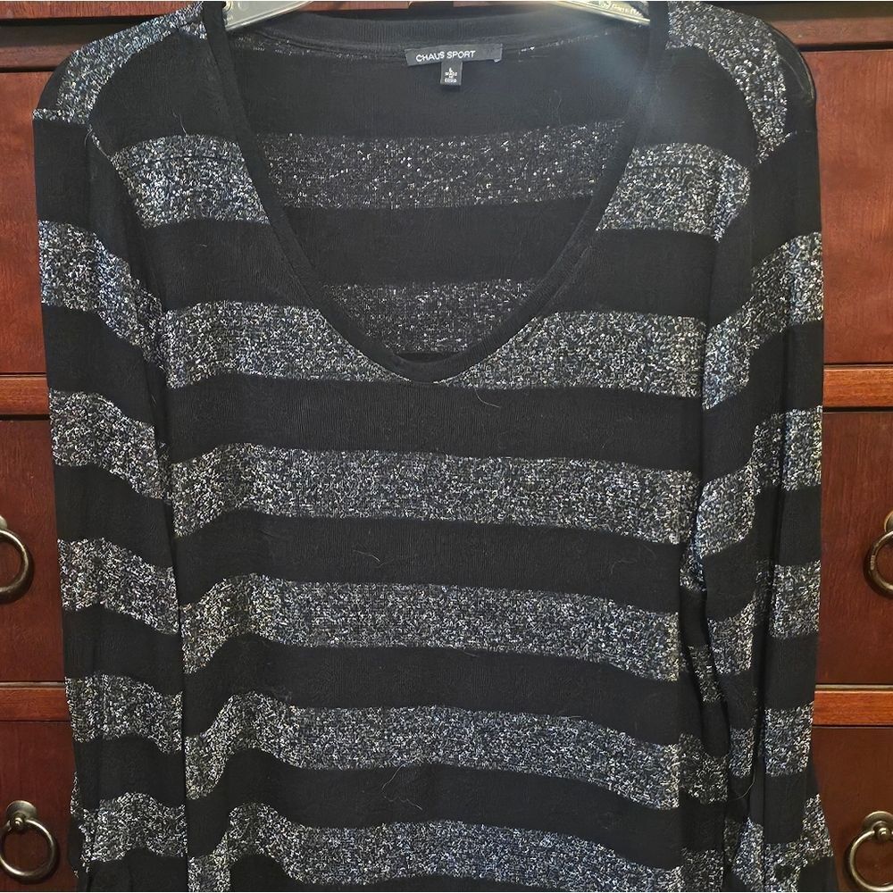 CHAUS METALLIC STRIPED TUNIC